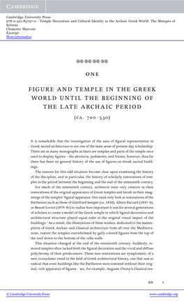 FIGURE and TEMPLE in the GREEK WORLD UNTIL the BEGINNING of the LATE ARCHAIC PERIOD (Ca