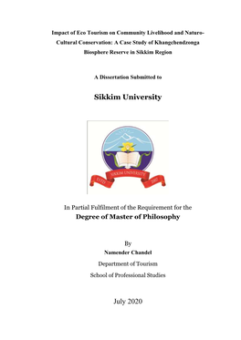 Impact of Eco Tourism on Community Livelihood and Naturo- Cultural Conservation: a Case Study of Khangchendzonga Biosphere Reserve in Sikkim Region