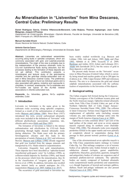 Au Mineralisation in “Listvenites” from Mina Descanso, Central Cuba: Preliminary Results