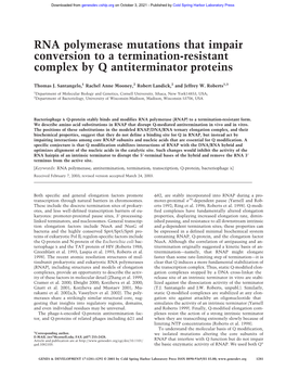 RNA Polymerase Mutations That Impair Conversion to a Termination-Resistant Complex by Q Antiterminator Proteins