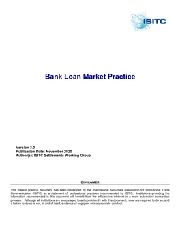 Bank Loan Market Practice
