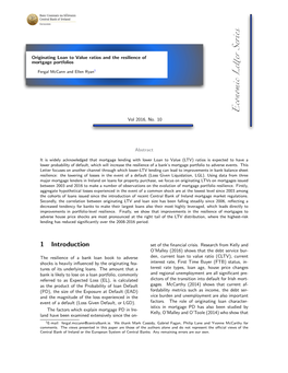 Originating Loan to Value Ratios and the Resilience of Mortgage Portfolios