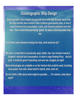 Oceanographic Ship Design