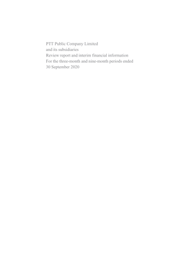 PTT Public Company Limited and Its Subsidiaries Review Report And