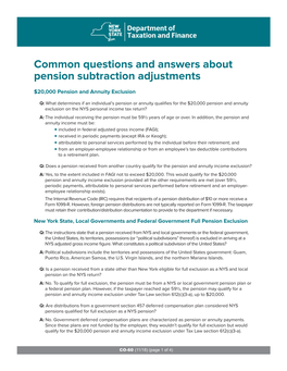 Common Questions and Answers About Pension Subtraction Adjustments