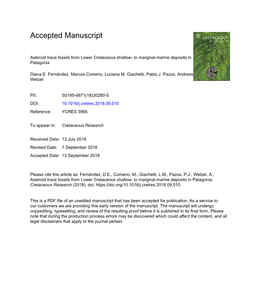 Asteroid Trace Fossils from Lower Cretaceous Shallow- to Marginal-Marine Deposits in Patagonia