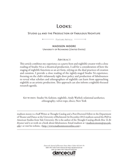Looks: Studio 54 and the Production of Fabulous Nightlife