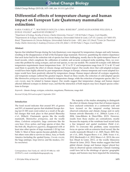 Differential Effects of Temperature Change and Human Impact on European Late Quaternary Mammalian Extinctions