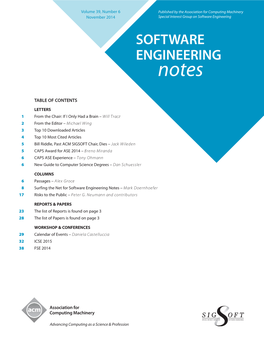 ACM Software Engineering Notes, Nov'14