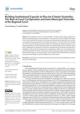 Building Institutional Capacity to Plan for Climate Neutrality: the Role of Local Co-Operation and Inter-Municipal Networks at the Regional Level