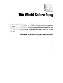 The World Before Pong