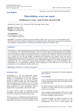 Polyorchidism: a Rare Case Report