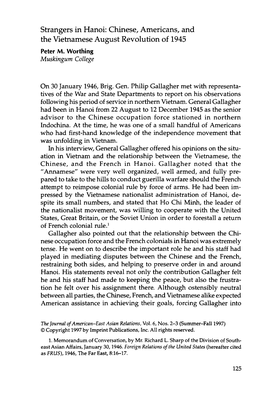 Strangers in Hanoi: Chinese, Americans, and the Vietnamese August Revolution of 1945 Peter M