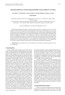 Mechanical Behavior of Electrodeposited Bulk Nanocrystalline Fe-Ni Alloys