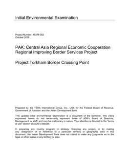 Torkham Border Crossing Point Initial