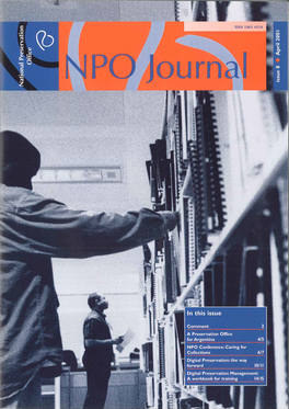 NPO Journal I Am Pleased to Introduce the National Preservation