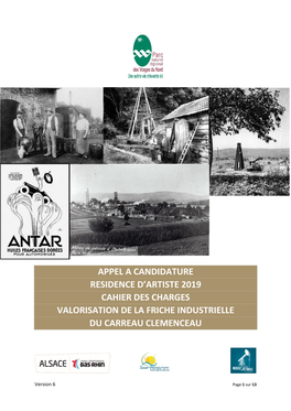 Appel a Candidature Residence D'artiste 2019 Cahier Des Charges