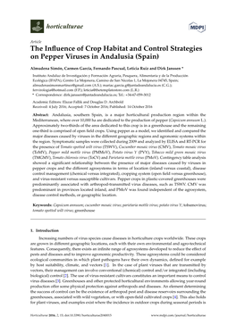 The Influence of Crop Habitat and Control Strategies on Pepper