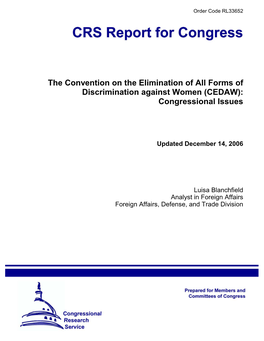 Discrimination Against Women (CEDAW): Congressional Issues