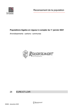 Populations Légales En Vigueur À Compter Du 1Er Janvier 2021