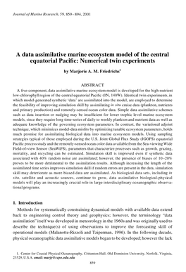 A Data Assimilative Marine Ecosystem Model of the Central Equatorial Pacific
