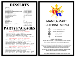 Manila Mart Catering Menu