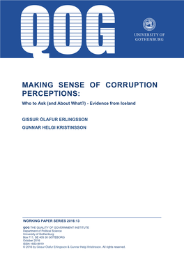 MAKING SENSE of CORRUPTION PERCEPTIONS: Who to Ask (And About What?) - Evidence from Iceland