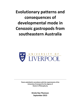 Evolutionary Patterns and Consequences of Developmental Mode in Cenozoic Gastropods from Southeastern Australia