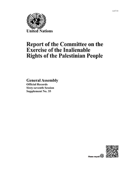 Report of the Committee on the Exercise of the Inalienable Rights of the Palestinian People