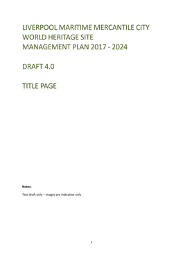 Liverpool Maritime Mercantile City World Heritage Site Management Plan 2017 - 2024
