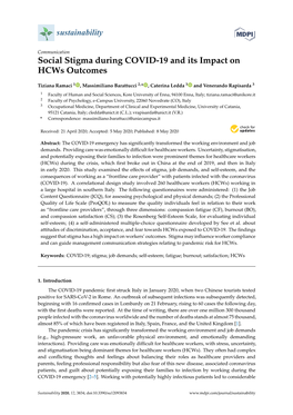 Social Stigma During COVID-19 and Its Impact on Hcws Outcomes