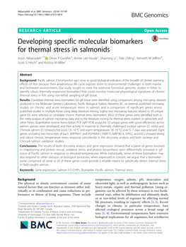 Developing Specific Molecular Biomarkers for Thermal Stress In