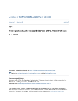 Geological and Archeological Evidences of the Antiquity of Man