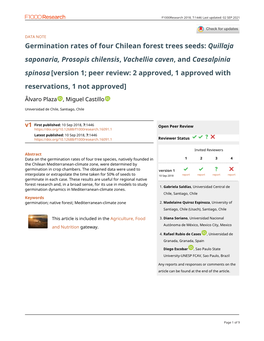 Germination Rates of Four Chilean Forest Trees Seeds