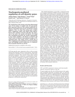 Nucleoporin-Mediated Regulation of Cell Identity Genes