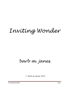 Inviting Wonder – Barb Janes