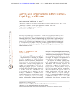 Activins and Inhibins: Roles in Development, Physiology, and Disease