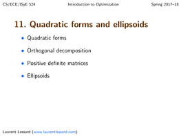11. Quadratic Forms and Ellipsoids