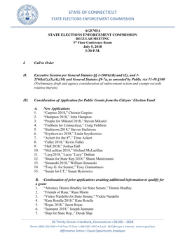 State of Connecticut State Elections Enforcement Commission