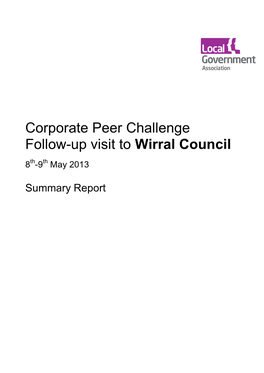 Corporate Peer Challenge Follow-Up Visit to Wirral Council
