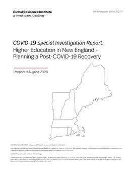 Higher Education in New England – Planning a Post-COVID-19 Recovery