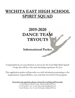 2019-2020 Dance Team Tryouts