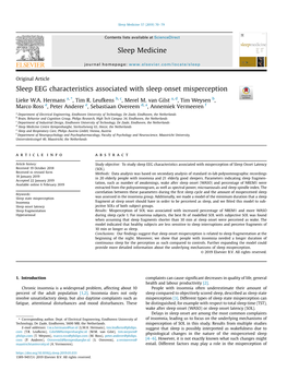 Sleep EEG Characteristics Associated with Sleep Onset Misperception