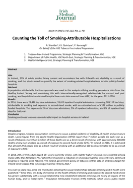 Counting the Toll of Smoking-Attributable Hospitalisations