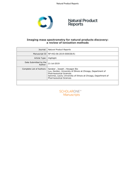 Imaging Mass Spectrometry for Natural Products Discovery: a Review of Ionization Methods