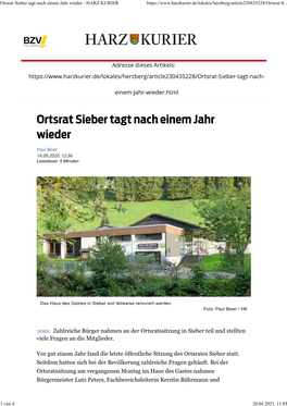 200916 – Ortsrat Sieber