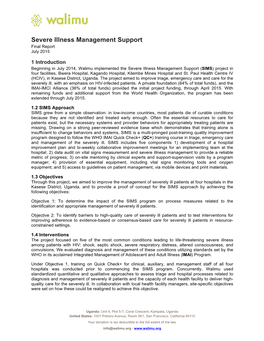 Severe Illness Management Support Final Report July 2015