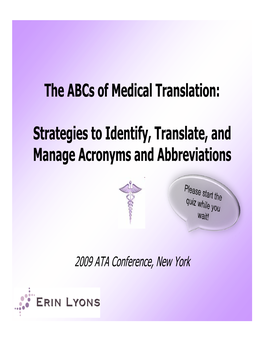 The Abcs of Medical Translation