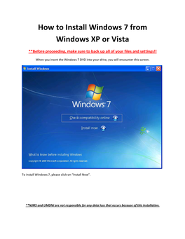 How to Install Windows 7 from Windows XP Or Vista