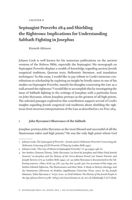 Implications for Understanding Sabbath Fighting in Josephus